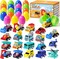 Easter Eggs with Toys Inside-20 PCS Colorful Plastic Easter Eggs Filled with Toy Vehicles for Kids-Surprise Egg for Easter Egg Hunt, Basket Stuffers and Birthday Party Favors